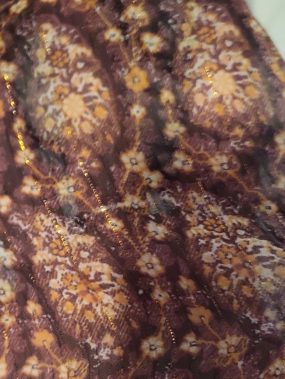 Zara Smocked Waist Ruffle-Tiered Long-Sleeve Dress in Brown Paisley - Picture 6 of 11